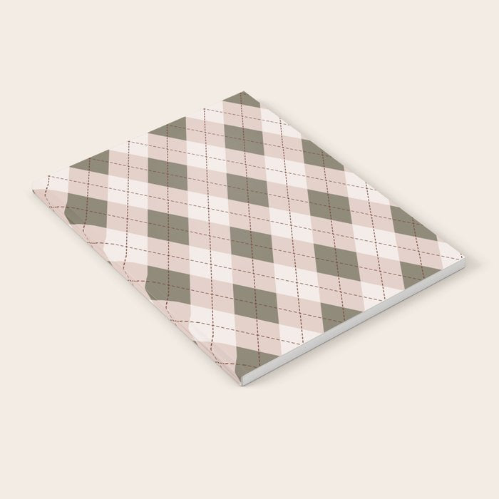 Classic Argyle Pattern Sage and Baby Pink Notebook Gallery Image 2
