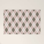 Classic Argyle Pattern Sage and Baby Pink Welcome Mat Gallery Image 1