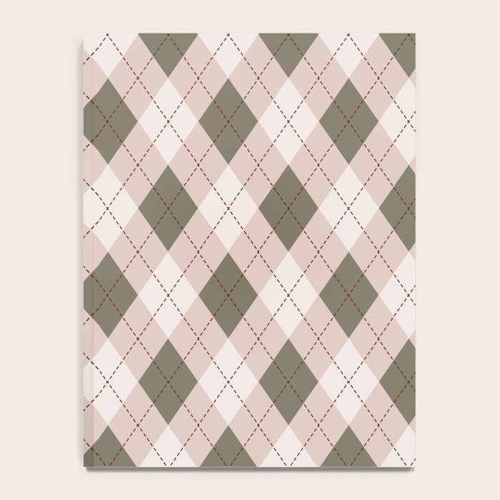 Classic Argyle Pattern Sage and Baby Pink Notebook Gallery Image 4