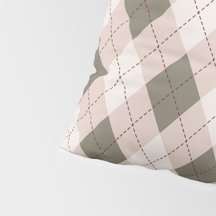 Classic Argyle Pattern Sage and Baby Pink Pillow Sham Gallery Image 4