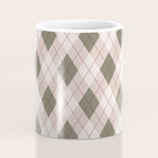 Classic Argyle Pattern Sage and Baby Pink Coffee Mug Gallery Image 4