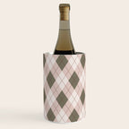 Classic Argyle Pattern Sage and Baby Pink Wine Chiller Gallery Image 3