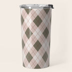 Classic Argyle Pattern Sage and Baby Pink Travel Mug Gallery Image 2