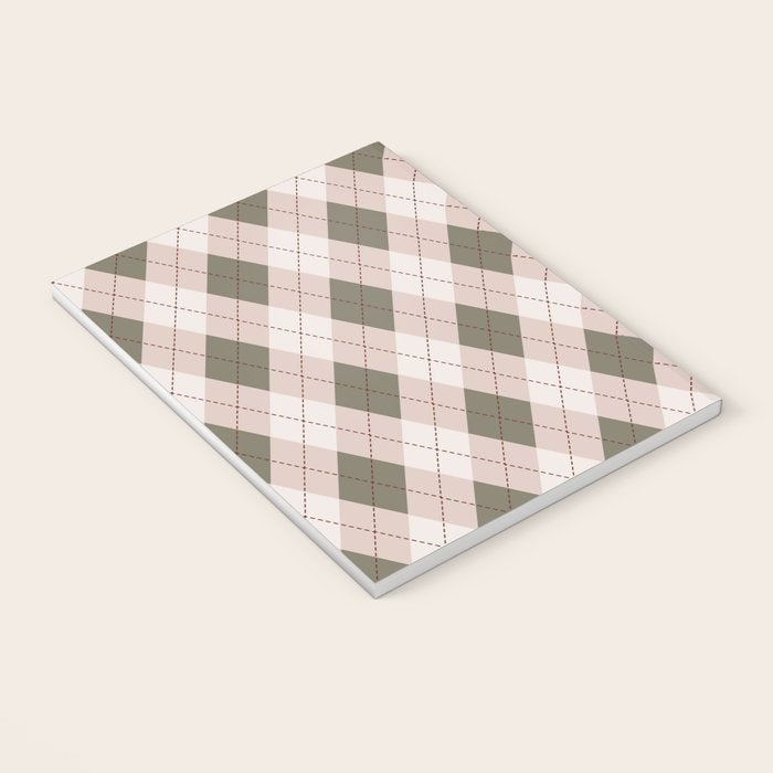 Classic Argyle Pattern Sage and Baby Pink Notebook Gallery Image 3