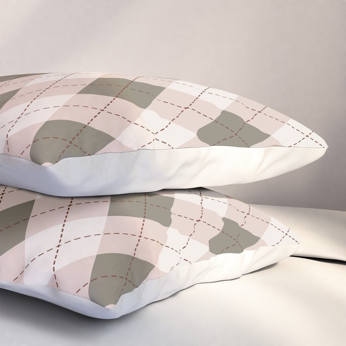 Classic Argyle Pattern Sage and Baby Pink Pillow Sham Gallery Image 3