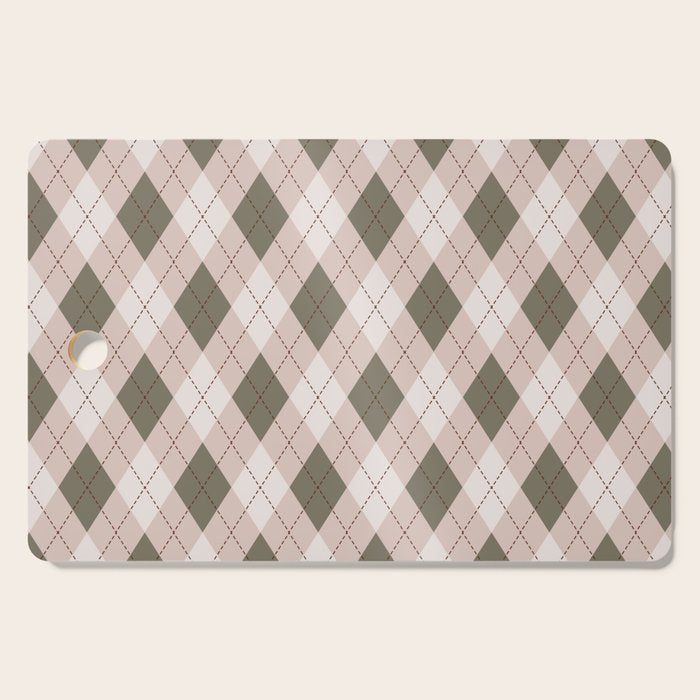 Classic Argyle Pattern Sage and Baby Pink Cutting Board Gallery Image 1