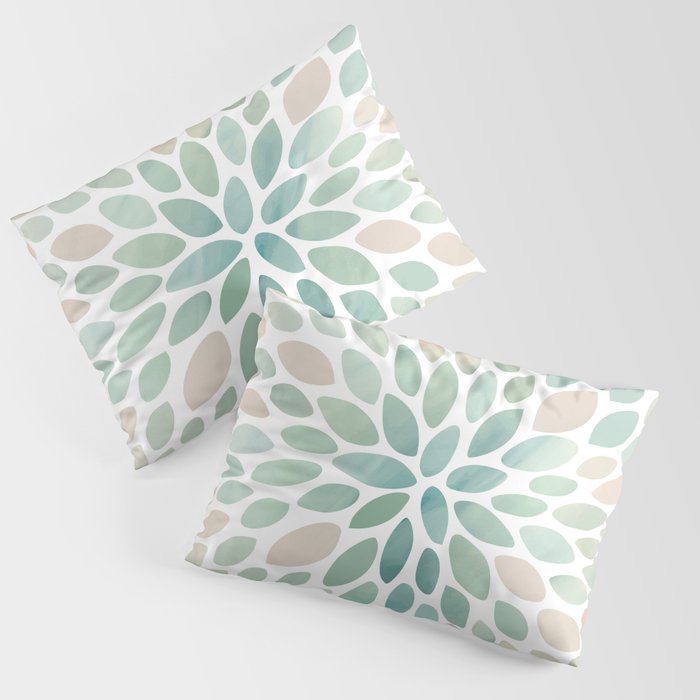 Floral Bloom, Abstract Watercolor, Coral, Peach, Green, Floral Prints Pillow Sham Gallery Image 3