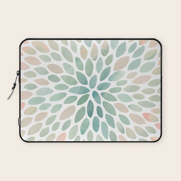 Floral Bloom, Abstract Watercolor, Coral, Peach, Green, Floral Prints Laptop Sleeve Gallery Image 1