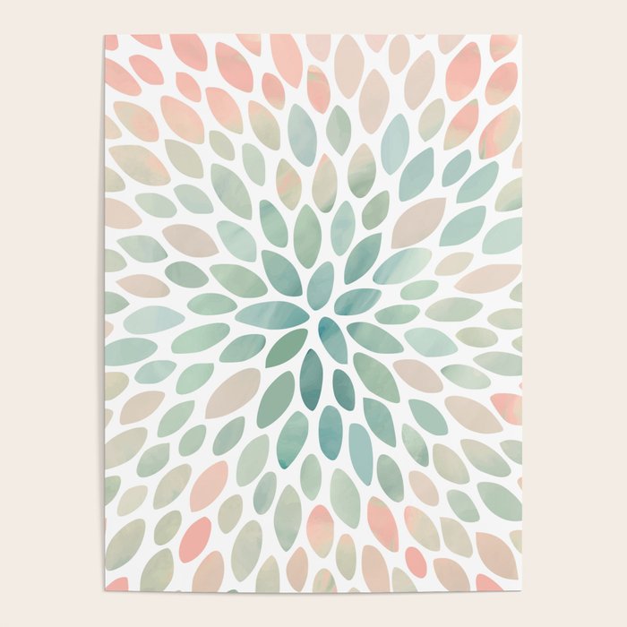 Floral Bloom, Abstract Watercolor, Coral, Peach, Green, Floral Prints Poster Gallery Image 4