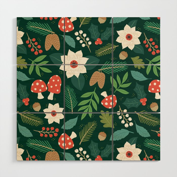 Woodland Holiday Botanicals Wood Wall Art Gallery Image 1