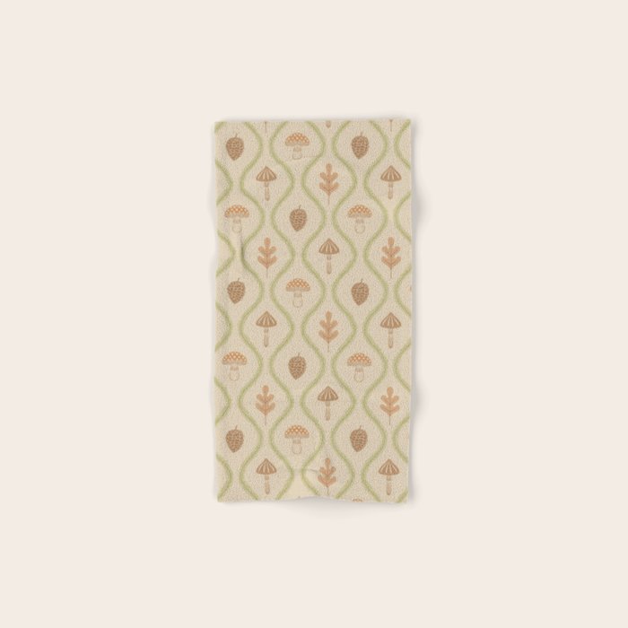 Vintage Pinecone Mushroom Forest Leaves Ogee Bath Towel Gallery Image 1