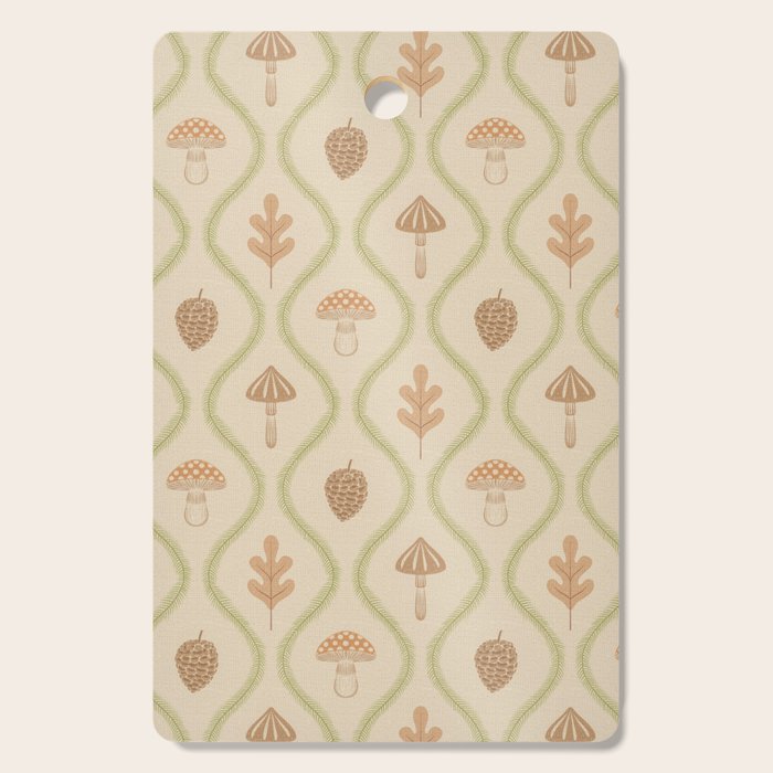 Vintage Pinecone Mushroom Forest Leaves Ogee Cutting Board Gallery Image 1