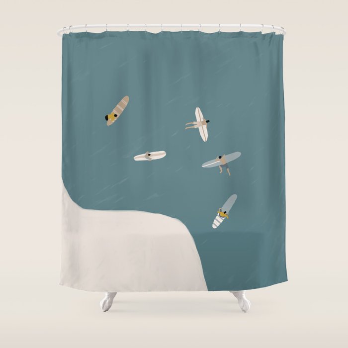 Surfers Surfing at the Sea Shower Curtain Gallery Image 1