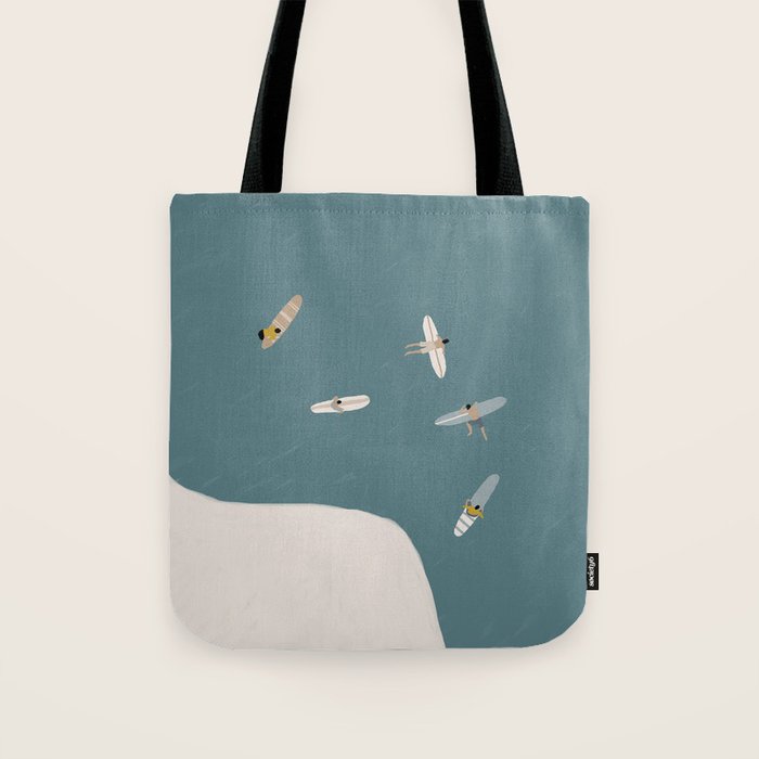 Surfers Surfing at the Sea Tote Bag Gallery Image 1