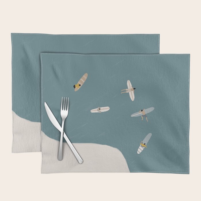 Surfers Surfing at the Sea Placemat Gallery Image 1