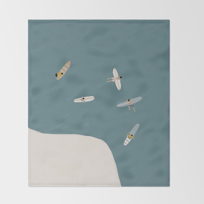 Surfers Surfing at the Sea Throw Blanket Gallery Image 2