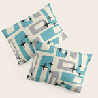 Mid Century Modern Decoration Kitsch 223 Blue and Gray Pillow Sham Gallery Image 3