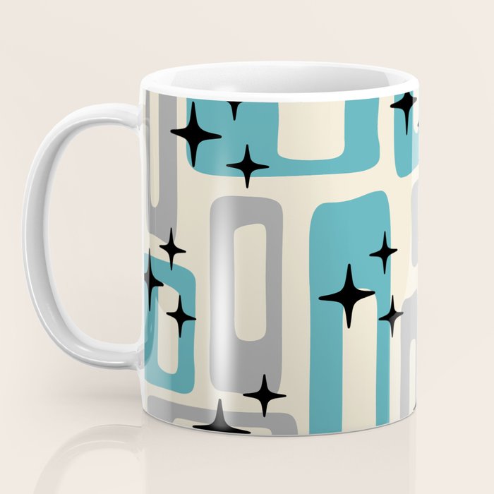 Mid Century Modern Decoration Kitsch 223 Blue and Gray Coffee Mug Gallery Image 3