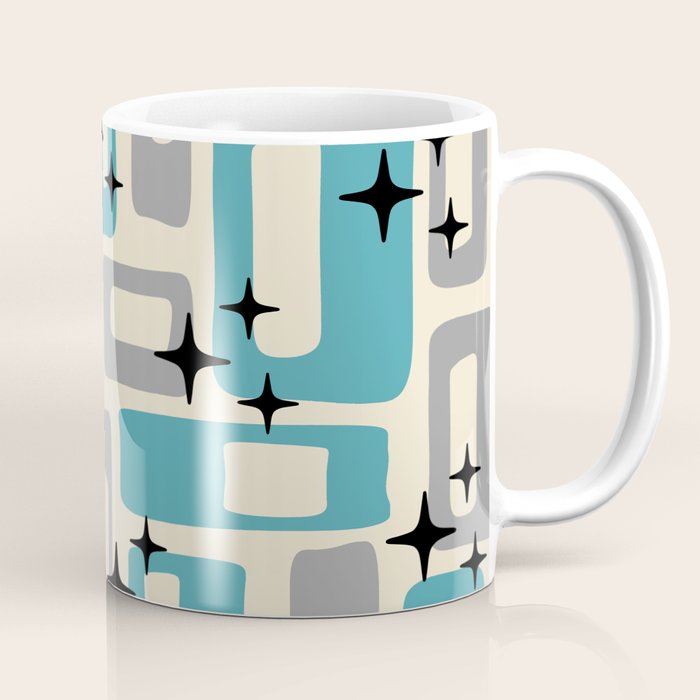 Mid Century Modern Decoration Kitsch 223 Blue and Gray Coffee Mug Gallery Image 1