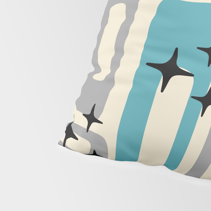 Mid Century Modern Decoration Kitsch 223 Blue and Gray Pillow Sham Gallery Image 4