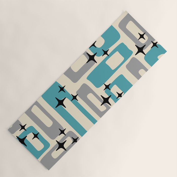 Mid Century Modern Decoration Kitsch 223 Blue and Gray Yoga Mat Gallery Image 1