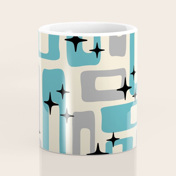 Mid Century Modern Decoration Kitsch 223 Blue and Gray Coffee Mug Gallery Image 4