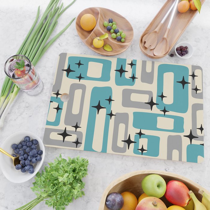 Mid Century Modern Decoration Kitsch 223 Blue and Gray Cutting Board Gallery Image 2