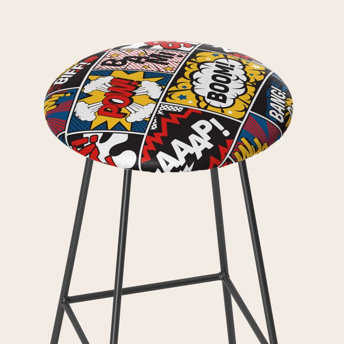 Modern Comic Book Superhero Pattern Color Colour Cartoon Lichtenstein Pop Art Stool Gallery Image 2