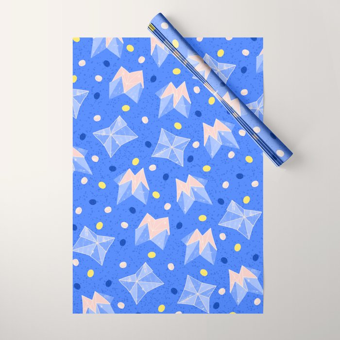 Origami Fortune Teller in Sky Blue & Peach Wrapping Paper Gallery Image 1
