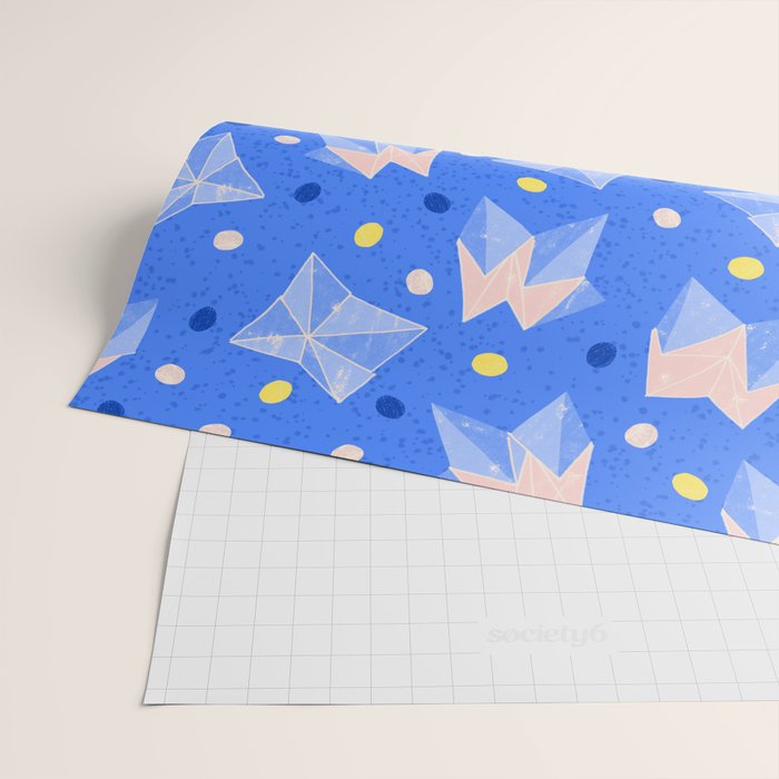 Origami Fortune Teller in Sky Blue & Peach Wrapping Paper Gallery Image 2