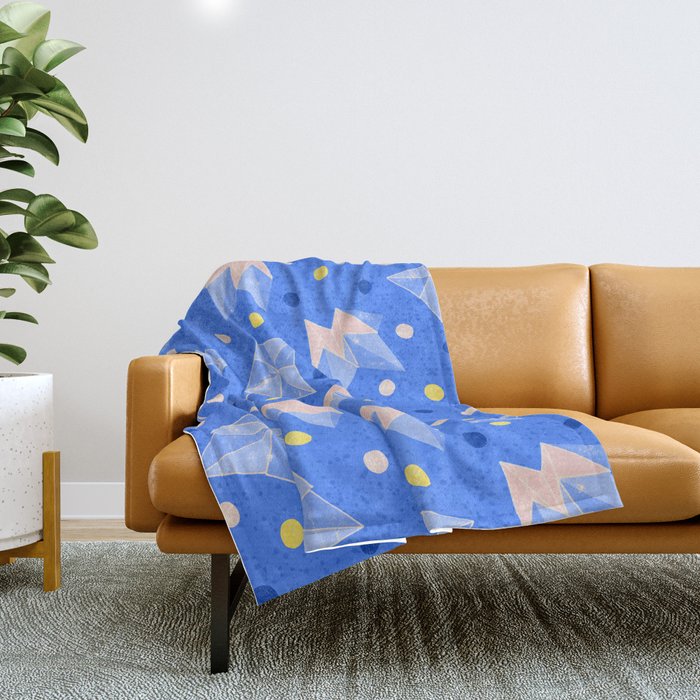 Origami Fortune Teller in Sky Blue & Peach Throw Blanket Gallery Image 1