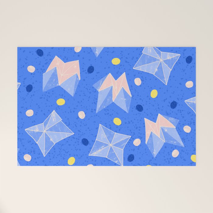 Origami Fortune Teller in Sky Blue & Peach Welcome Mat Gallery Image 1