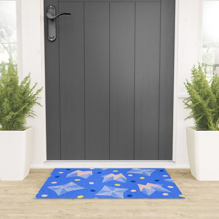 Origami Fortune Teller in Sky Blue & Peach Welcome Mat Gallery Image 3