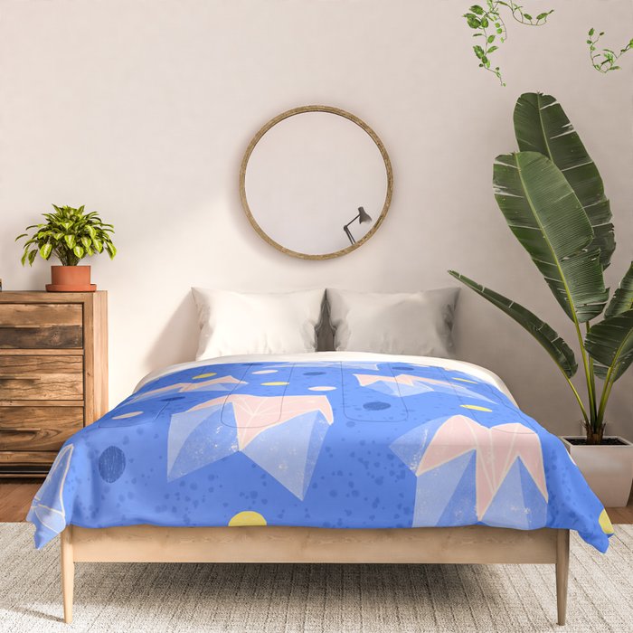 Origami Fortune Teller in Sky Blue & Peach Comforter Gallery Image 3