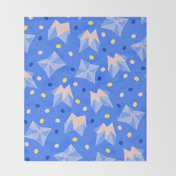 Origami Fortune Teller in Sky Blue & Peach Throw Blanket Gallery Image 2