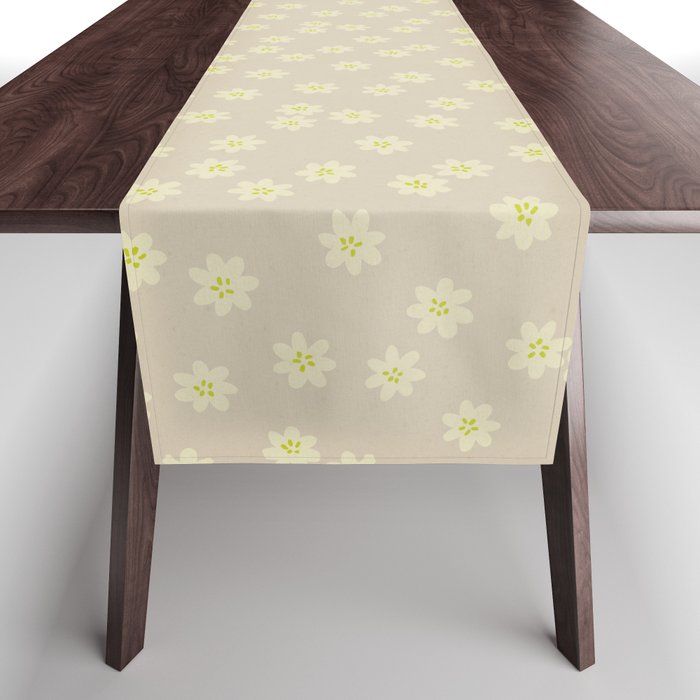 Tiny Flowers / Beige & Lime Table Runner Gallery Image 1