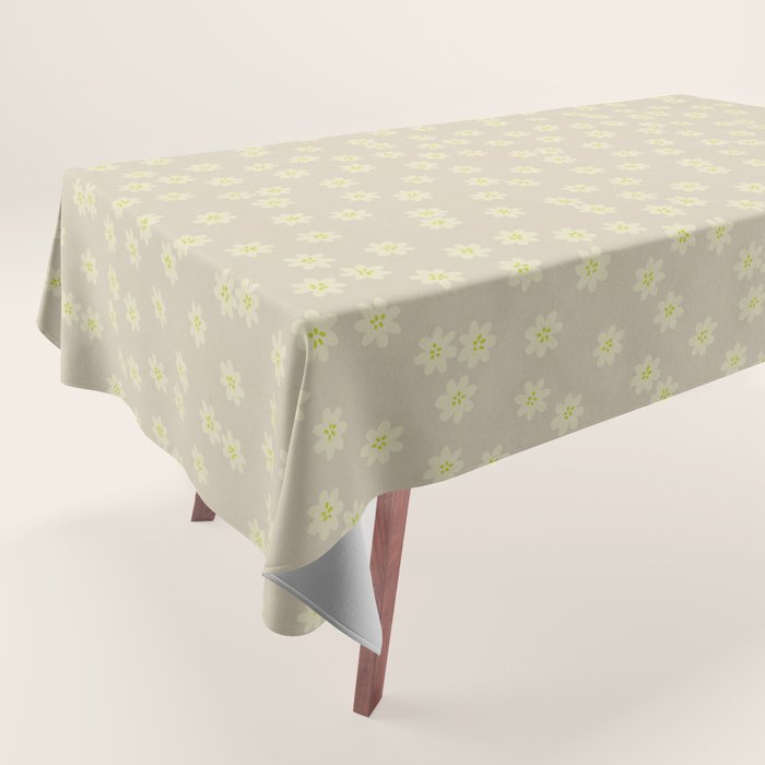 Tiny Flowers / Beige & Lime Tablecloth Gallery Image 1
