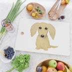 Longhaired Cream Dachshund Cartoon Dog Cutting Board Gallery Image 2