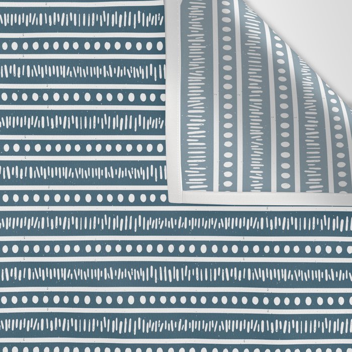 Modern Boho Mudcloth . Ocean Blue Wall Tapestry Gallery Image 3