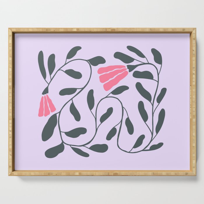Abstract Tulips and Foliage  Serving Tray Gallery Image 1