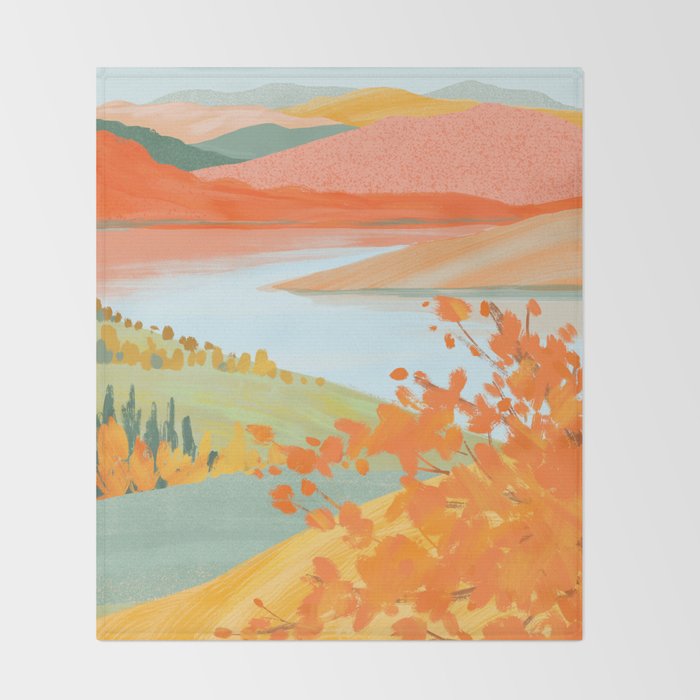 Autumn Riverside Throw Blanket Gallery Image 2