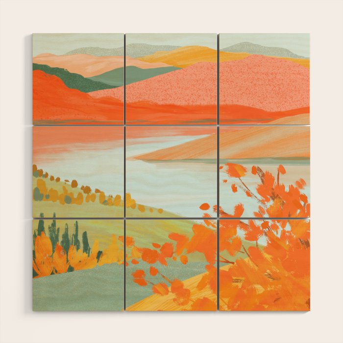 Autumn Riverside Wood Wall Art Gallery Image 1