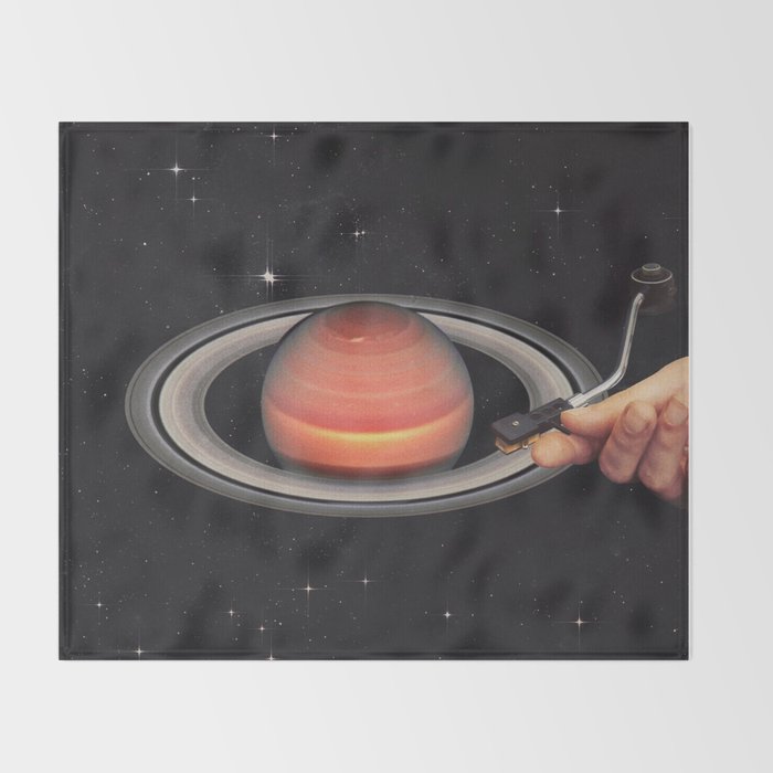Galactic DJ - Vinyl Saturn Turntable Throw Blanket Gallery Image 2