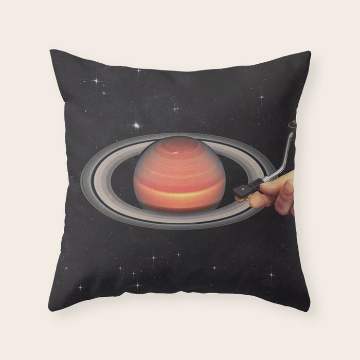 Galactic DJ - Vinyl Saturn Turntable Throw Pillow Gallery Image 6