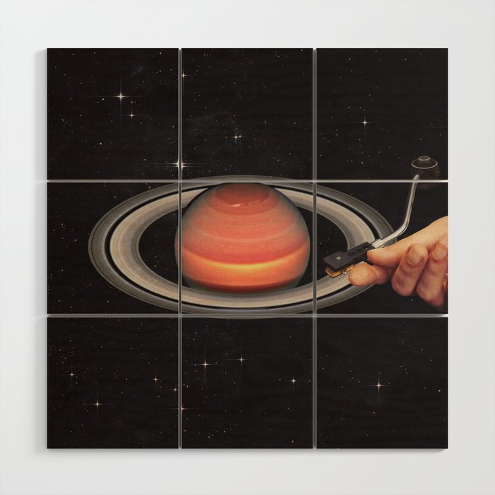 Galactic DJ - Vinyl Saturn Turntable Wood Wall Art Gallery Image 1