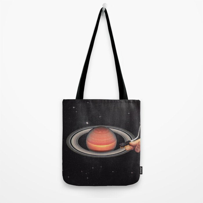 Galactic DJ - Vinyl Saturn Turntable Tote Bag Gallery Image 2