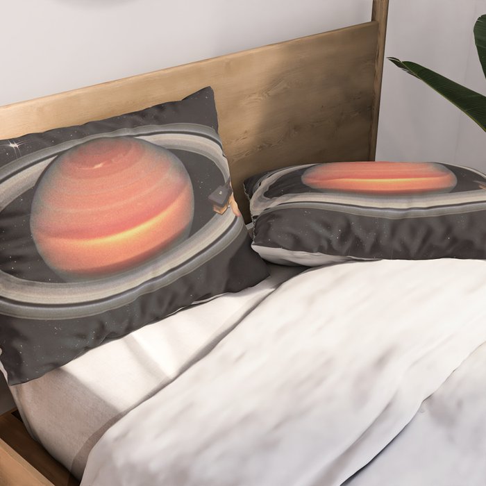 Galactic DJ - Vinyl Saturn Turntable Pillow Sham Gallery Image 2