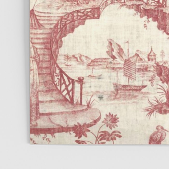 Antique 18th Century Chinoiserie Pagoda Toile de Jouy Poster Gallery Image 3