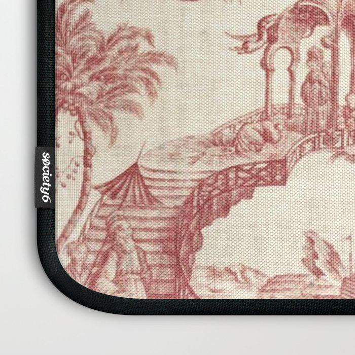 Antique 18th Century Chinoiserie Pagoda Toile de Jouy Laptop Sleeve Gallery Image 3