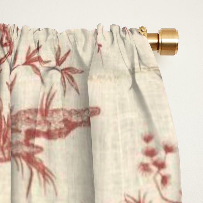 Antique 18th Century Chinoiserie Pagoda Toile de Jouy Window Curtain Gallery Image 2